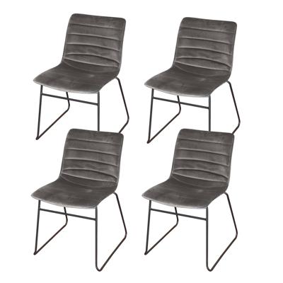 Gebor - Set Van 4 Eetkamerstoelen Fluweel – Model Brooklyn - Modern Ontworpen Stoel – Grijsvelvet – Design –