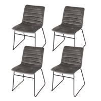 Gebor - Set Van 4 Eetkamerstoelen Fluweel – Model Brooklyn - Modern Ontworpen Stoel – Grijsvelvet – Design –