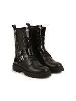 Karl Lagerfeld Kids bottines en cuir à plaque logo - Noir