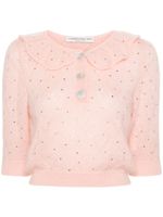 Alessandra Rich blouse crop à ornements en cristal - Rose