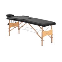 massagetafel inklapbaar - extra breed (70 cm) - kantelbare hoofd- en voetensteun - beukenhout - zwart