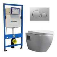Geberit UP 320 Toiletset - Inbouw WC Hangtoilet Wandcloset - Daley Sigma-20 Mat/Glans Chroom