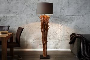 Design drijfhout vloerlamp EUPHORIA 180cm grijs met linnen kap - 19472