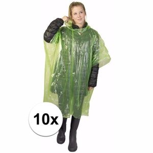 10x groene noodponcho doorschijnend One size  -