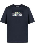 Maison Kitsuné t-shirt à logo brodé - Bleu - thumbnail