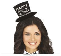 Diadeem Mini Hoedje &apos;Happy New Year&apos; Zilver - thumbnail