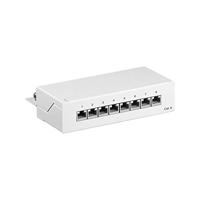 Goobay 62069 CAT 6 Patch Panel 8 Poorten / RJ45-bussen netwerkstekker / 250 MHz LAN patchveld / 1 HE verdelerveld/mini desktop patchpaneel wandmontage/wit