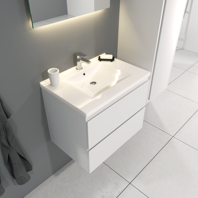 SaniGoods Sally badkamermeubel 60cm wit mat met keramische wastafel