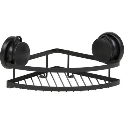 Zwart Hoek Doucherek met zuignappen - Rechthoekig - Geschikt voor muur of douchewand