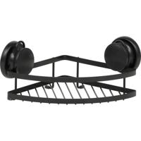 Zwart Hoek Doucherek met zuignappen - Rechthoekig - Geschikt voor muur of douchewand