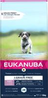 Eukanuba Graanvrije droogvoer zonder granen voor puppy's van groot ras - rijk aan zeevis - met verse zalm - hypoallergeen recept - DHA - zonder GMO, kunstmatige smaak, kleurstof - 12 kg