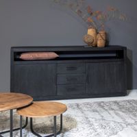 Livingfurn Dressoir Jaxx Mangohout, 180cm - Zwart - thumbnail