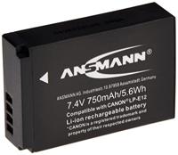 ANSMANN 1400-0045 A-Can Lp-E12 Batteria Li-Ion Digicam 7,4V/750Mah per Fotocamere Digitali Canon