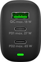 Goobay Multiport Snellader - 65W, 2x USB-C, USB-A - Zwart - thumbnail