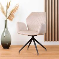 Eetkamerstoel taupe fluweel draaibaar met visgraat patroon