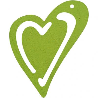 Happy Moments houten harten 5,5 x 4,5 cm lime 10 stuks