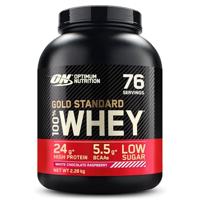 Optimum Nutrition Gold Standard 100% Whey Spieropbouw en Herstel, Proteïnepoeder met Lichaamseigen Glutamine en BCAA Aminozuren, Witte Chocolade Framboos Smaak, 76 Porties, 2.28 kg