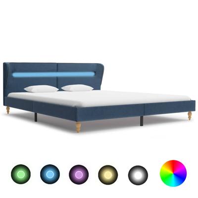 vidaXL Bedframe met LED stof blauw 150x200 cm