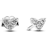 Pandora 293003C01 Oorknoppen Triple Stone Heart zilver-zirconia zilverkleurig-wit