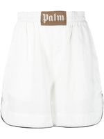 Palm Angels short en lin à patch logo - Blanc