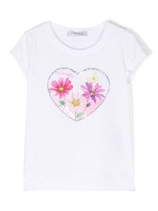 Monnalisa t-shirt brodé de sequins - Blanc