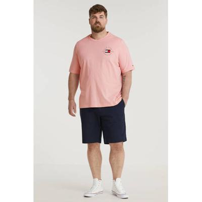 Tommy Hilfiger Big & Tall +size T-shirt Plus Size van biologisch katoen lichtroze Tommy Hilfiger Big & Tall +size T-shirt Plus Size van biologisch katoen lichtroze