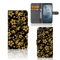 Nokia C2 2nd Edition Hoesje Gouden Bloemen