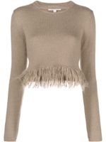 JW Anderson pull crop à ourlet frangé - Marron