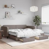 vidaXL Slaapbank met onderschuifbed en lades 100x200 cm stof taupe