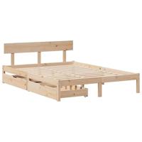 vidaXL Bedframe met lades massief grenenhout 150x200 cm, bed, bed ombouw, twijfelaar bed, bedbodem, slaapkamermeubel, 2 persoonsbed, tweepersoonsbed