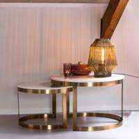 Light & Living Ronde Salontafel Perlato Wit Marmer, Set van 2 stuks - thumbnail