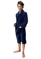 Marineblauwe kinderbadjas fleece-134/140 (L)