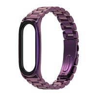 By Qubix - Metalen schakelarmband voor Compatible met Xiaomi Mi Band 3/4/5/6/7 - Paars - Compatible Xiaomi bandje