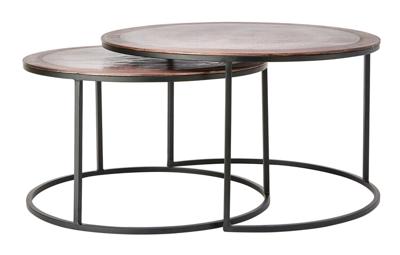 Light & Living Salontafel Talca Set van 2 stuks, 65/75cm - Antiek Koper/Zwart - Rond Light & Living Salontafel Talca Set van 2 stuks, 65/75cm - Antiek Koper/Zwart - Rond