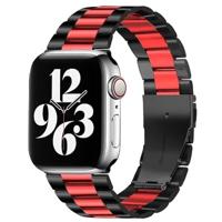 By Qubix - Stalen schakelband - Zwart met rood - Compatible met Apple watch 38mm / 40mm / 41mm / 42mm - Compatible Apple watch bandjes