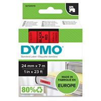 DYMO originele D1 labels | zwarte afdruk op rode tape | 24 mm x 7 m | zelfklevende labels voor de LabelManager labelmaker | gemaakt in Europa