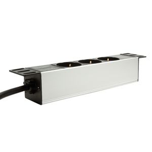 LogiLink PDU3B01 10 inch Stekkerdoos voor patchkast Aluminium profiel Zilver, Zwart