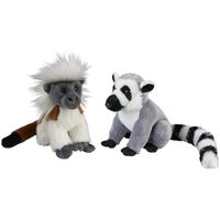 Apen serie zachte pluche knuffels 2x stuks - Ringstaart Maki en Pinche Aapje van 18 cm