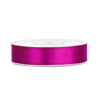 1x Fuchsia roze satijnlint rollen 1,2 cm x 25 meter cadeaulint verpakkingsmateriaal   -