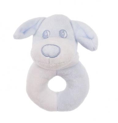 Soft Touch rammelaar puppy 12 cm wit/blauw