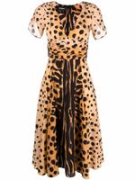 DSQUARED2 robe mi-longue évasée à imprimé animalier - Marron