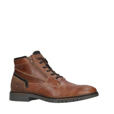 Manfield leren veterboots cognac