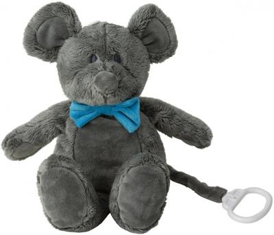 Pericles muzikale knuffel muis 28 cm donkergrijs/blauw