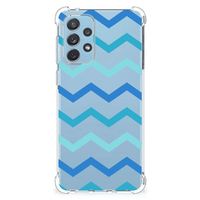 Samsung Galaxy A73 Doorzichtige Silicone Hoesje Zigzag Blauw - thumbnail