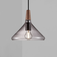 Hanglamp smokeglas hout 'Nori 27' E27 fitting 270mm DFTP - thumbnail