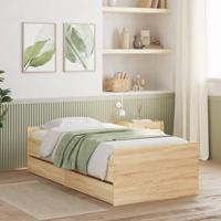 vidaXL Bedframe sonoma eikenkleurig 75x190 cm Small Single, bed, bed met opbergruimte, 1-persoons bedframe, 1-persoonsbed, slaapkamermeubilair