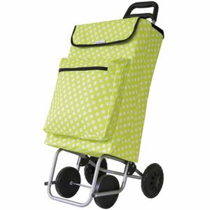 Boodschappentrolley vierkant - groen/wit - 48 liter - aluminium frame - met vriesvak