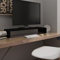 Tv-meubel/monitorverhoger zwart 90x30x13 cm glas - thumbnail