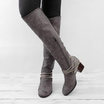 Women Vintage Lace Up Boots European Style Bandage Above Knee Boots Women Vintage Lace Up Boots European Style Bandage Above Knee Boots