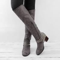 Women Vintage Lace Up Boots European Style Bandage Above Knee Boots